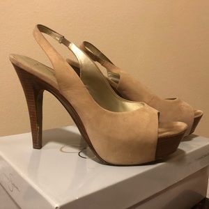 Nude Jessica Simpson Peep Toe Slingback Pumps